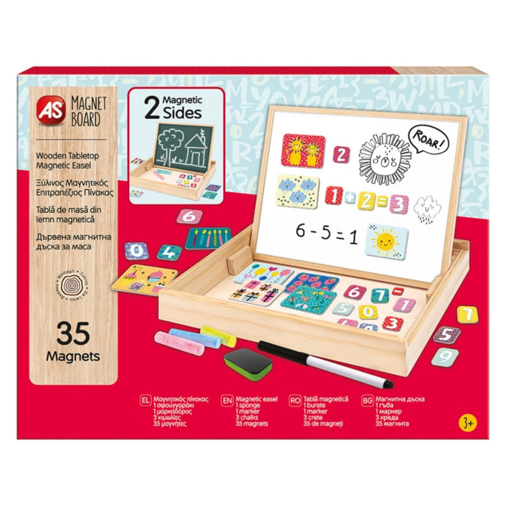 As Magnet Box Ξυλινος Μαγνητικος Επιτραπεζιος Πινακας 2 Οψεων Με 35 Μαγνητες