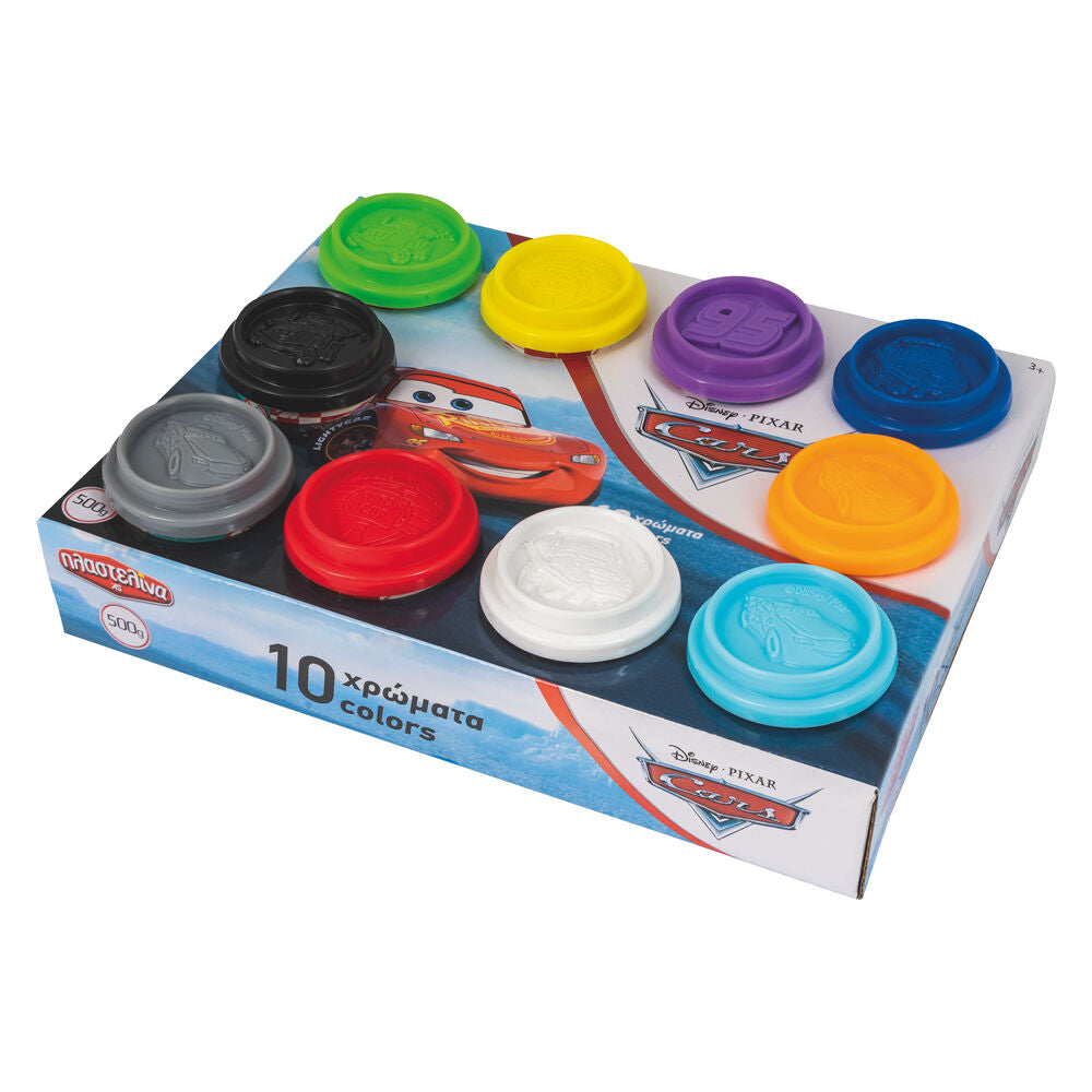 AS Πλαστελίνη Disney Cars Κουτί Με 10 Βαζάκια Και Καπάκια Καλουπάκια 500gr 