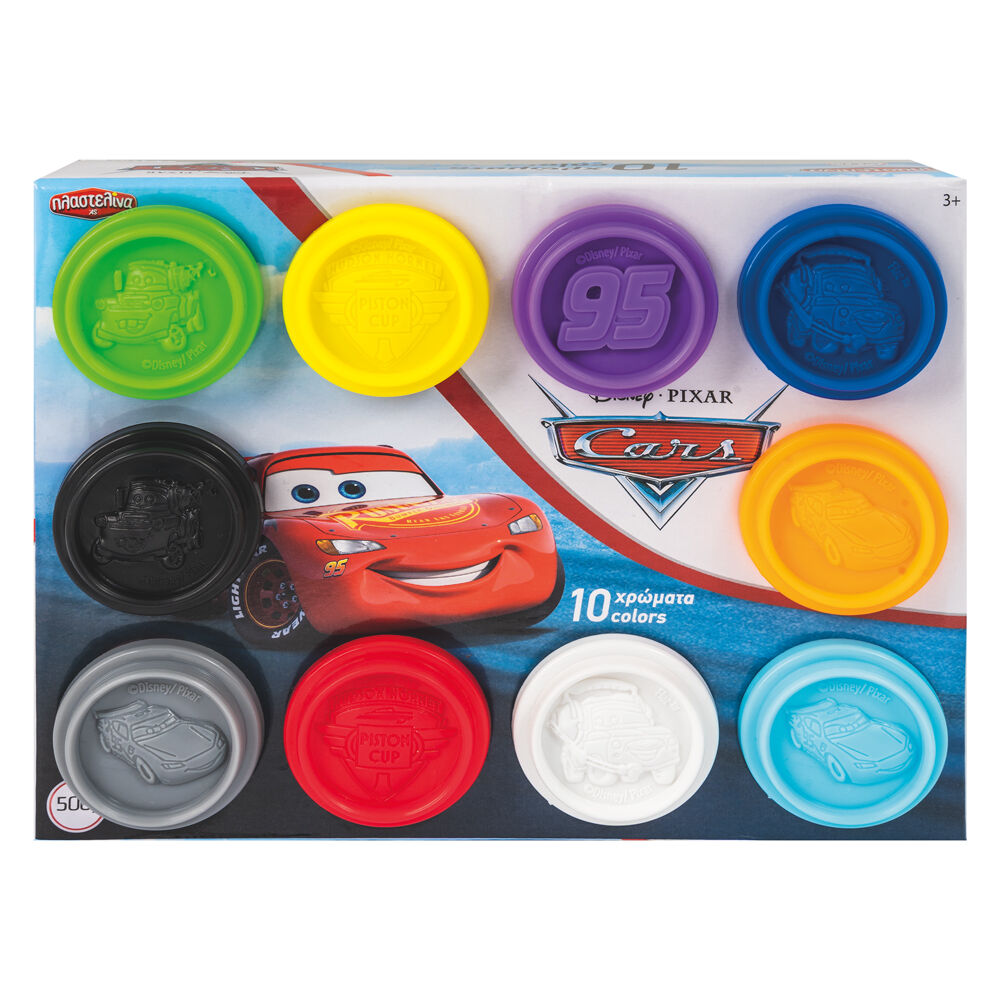 AS Πλαστελίνη Disney Cars Κουτί Με 10 Βαζάκια Και Καπάκια Καλουπάκια 500gr Για 3+ Χρονών