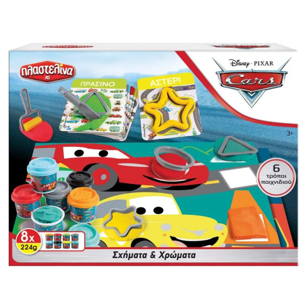 AS CompanyAS Πλαστελίνη Disney Cars Μαθαίνω Τα Σχήματα Και Τα Χρώματα 8 Βαζάκια Με Καπάκια Καλουπάκια 224grpapell.gr
