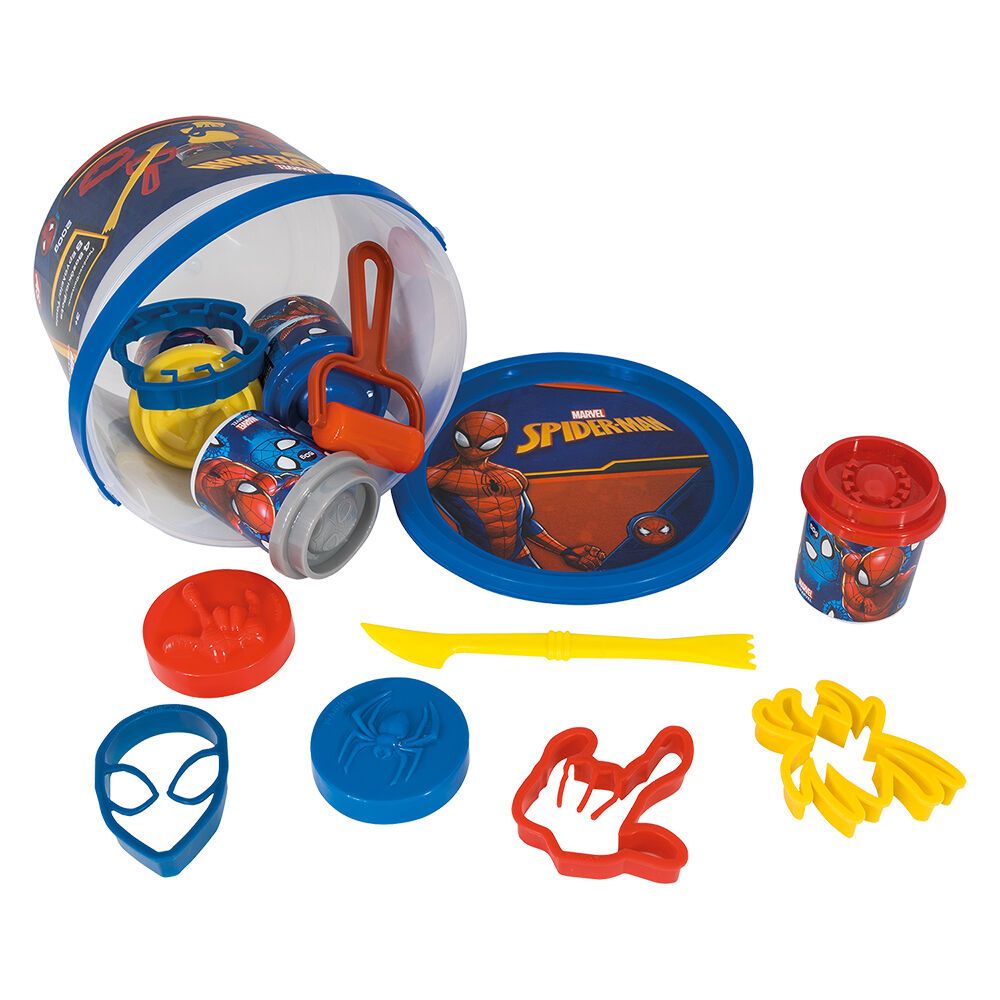 As Πλαστελινη Marvel Spiderman Κουβαδακι Με 4 Βαζακια Και 8 Εργαλεια 280Gr
