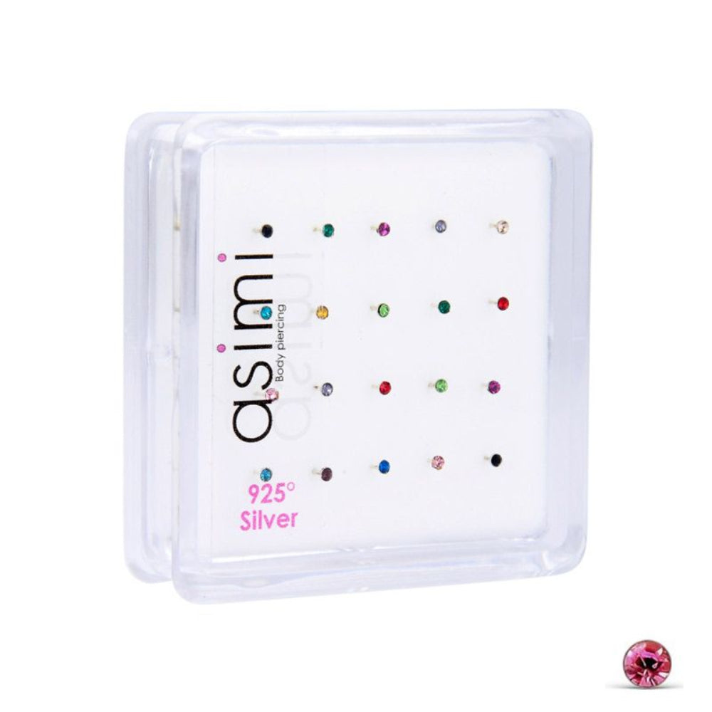 Ασημενιο Σκουλαρικι Μυτης 1,5Μμ Κολλητο Χρωμα