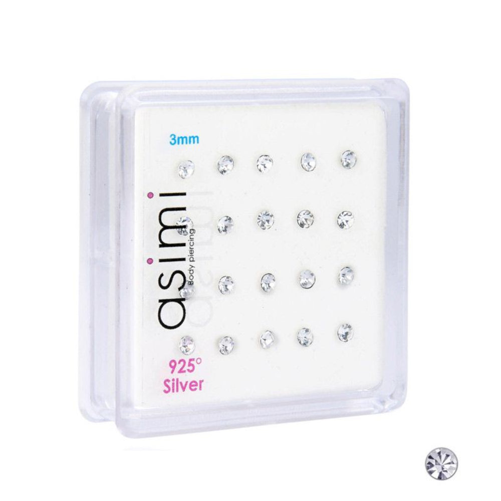 AsimiAsimi Ασημένιο Σκουλαρίκι Μύτης Λευκό Στρας 3mm - 1 Τμχpapell.gr