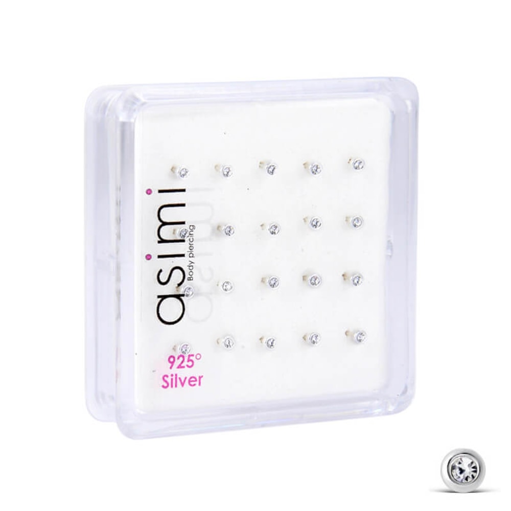 Asimi Ασημένιο Nose Pin 925° 2,5 mm Donut με Crystal