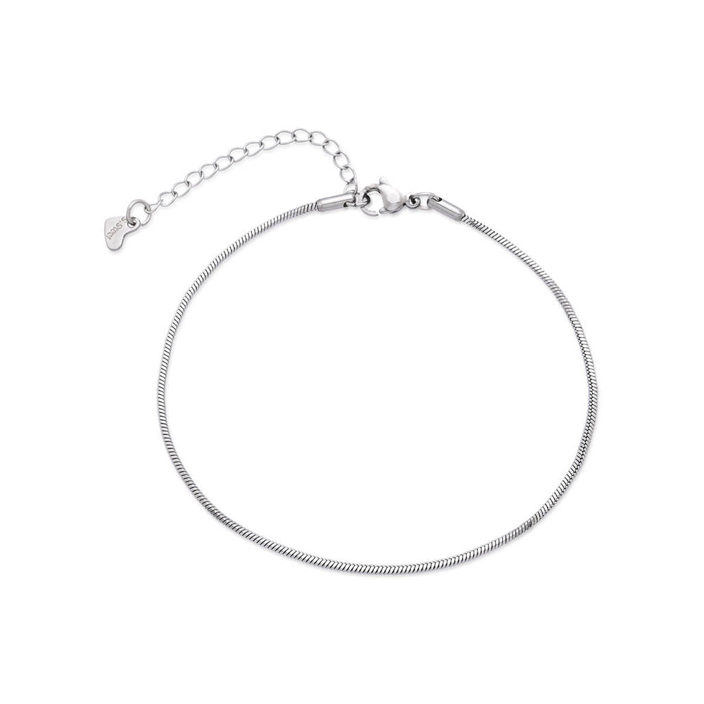 Asimi Ασημί Αλυσίδα Ποδιού Snake Chain από Ανοξείδωτο Ατσάλι 23 εκ
