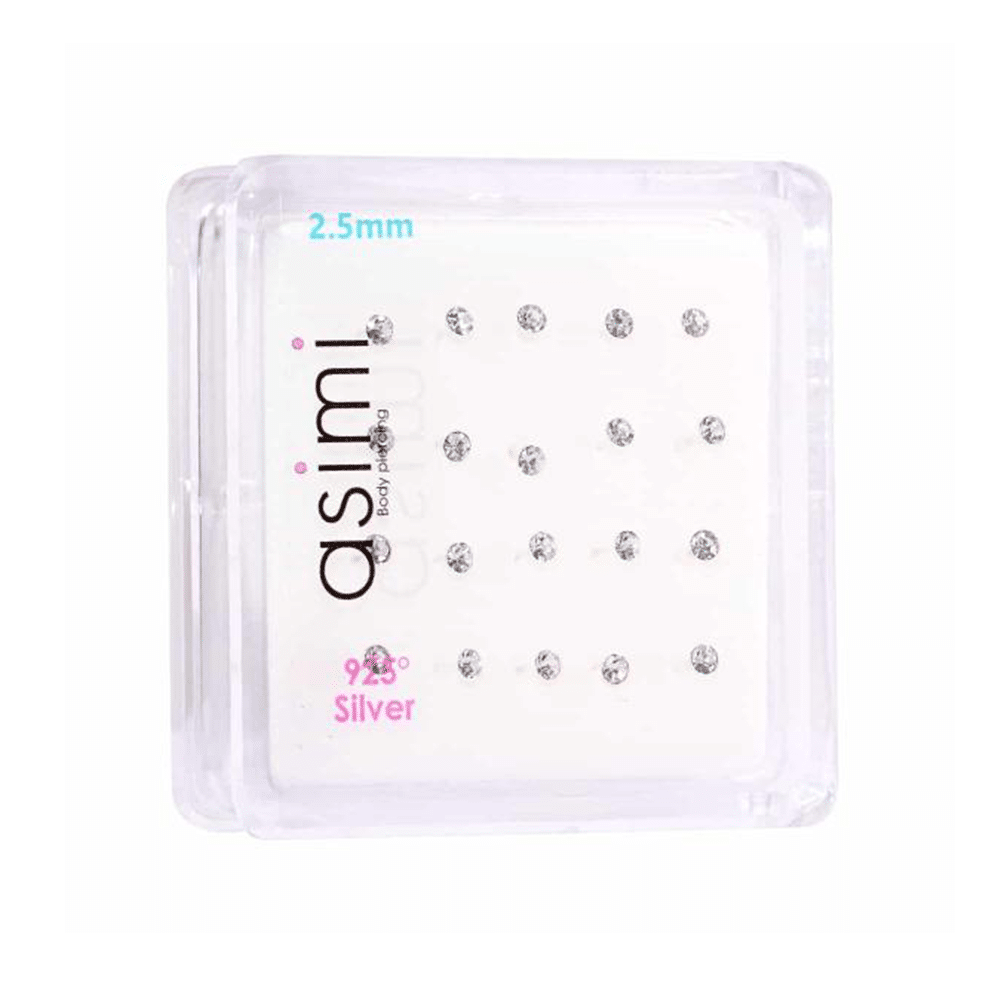 AsimiΑσημενιο Σκουλαρικι Μυτης 2,5Mm Κολλητο Στρασακι Λευκοpapell.gr