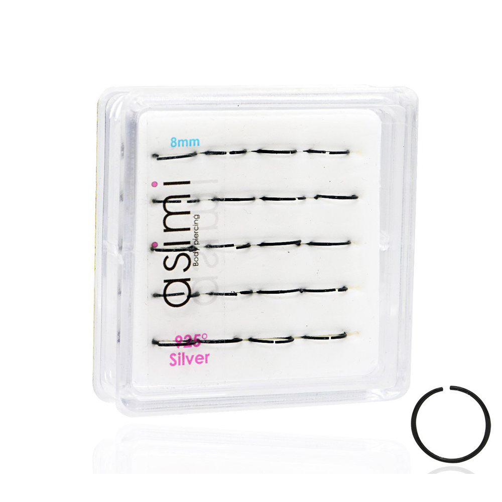 ASIMIAsimi Ασημένιος Μαύρος Κρίκος Μύτης 8mm - 1 Τμχpapell.gr