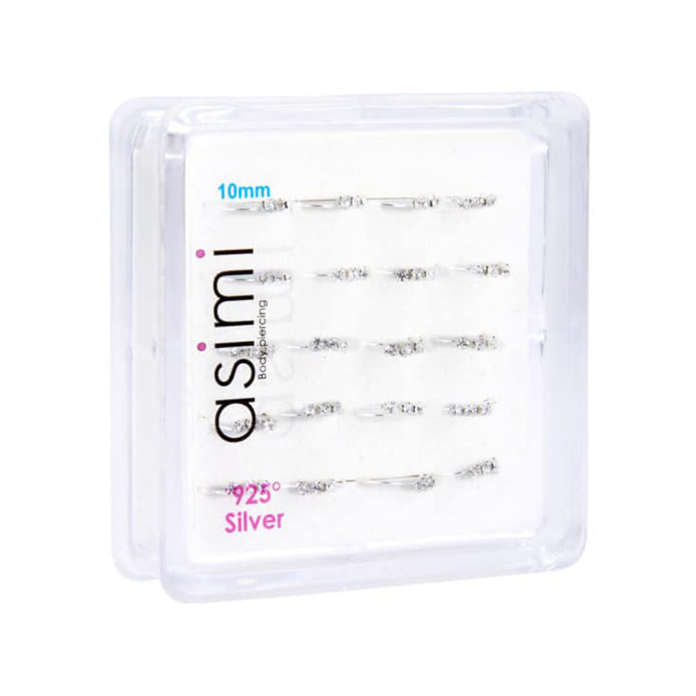 Asimi Ασημένιος Κρίκος Μύτης 3 Πέτρες 10mm - 1 Τμχ