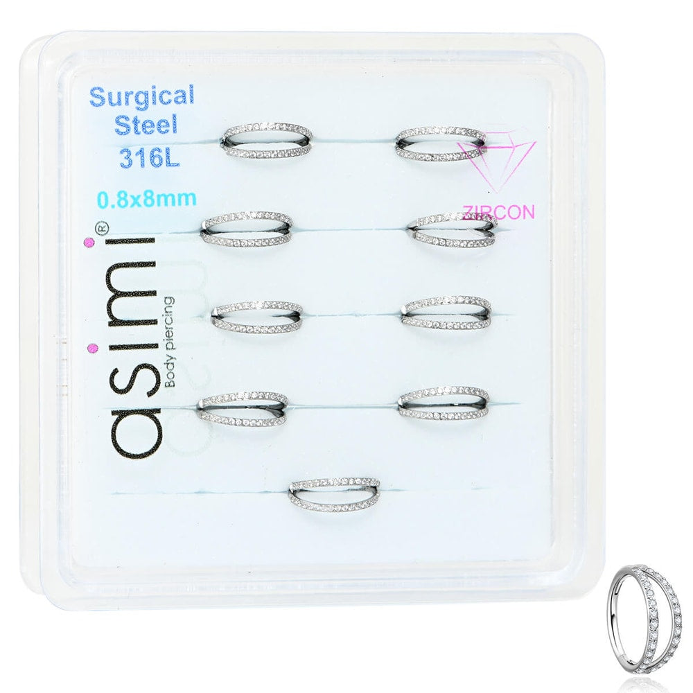 Asimi_Double_Nose_Ring_Clicker_Zircon_0.8x8mm_Surgical_Steel_316L_N10692_1