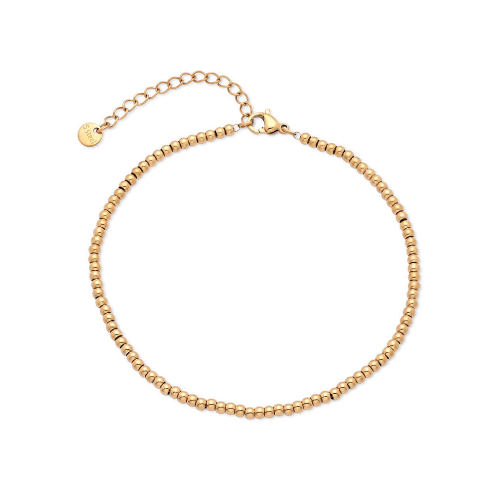 Asimi Επίχρυση Αλυσίδα Ποδιού με Μπίλιες από Ανοξείδωτο Ατσάλι 23 εκ