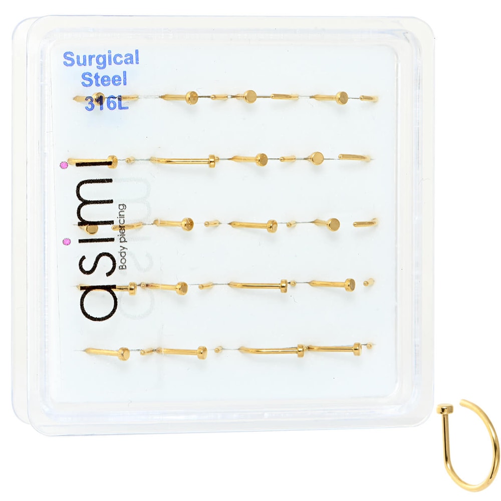 Asimi Ψεύτικο Επίχρυσο Piercing Μύτης Surgical Steel 316L