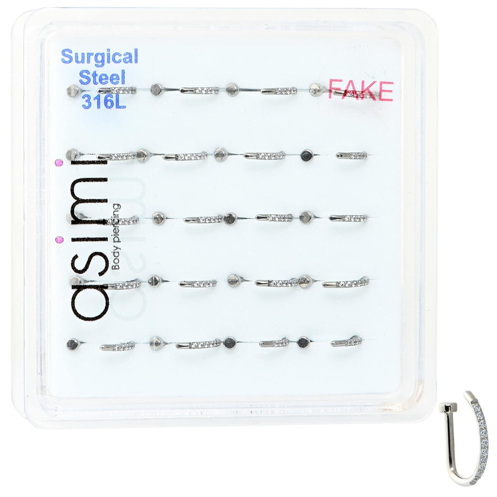Asimi Ψεύτικο Piercing Μύτης με Ζιρκόν Surgical Steel 316L