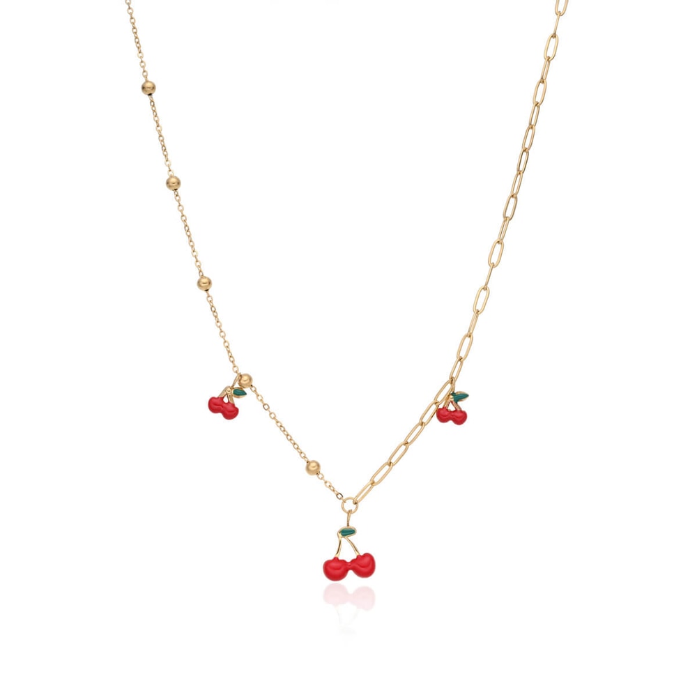 Asimi Επίχρυσο Κολιέ Cherry Stainless Steel