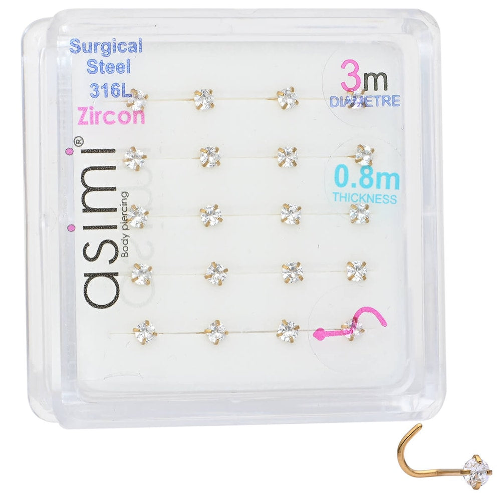 Asimi Επίχρυσος Κρίκος Μύτης 0,8x8x2 mm Surgical Steel 316L - 1 Τμχ