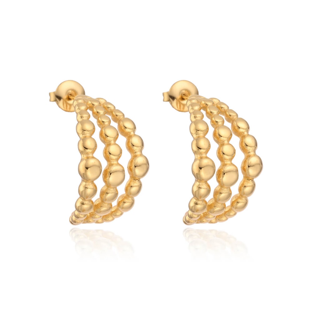 Asimi Gold Plated Earring Triple Hoop Stainless Steel