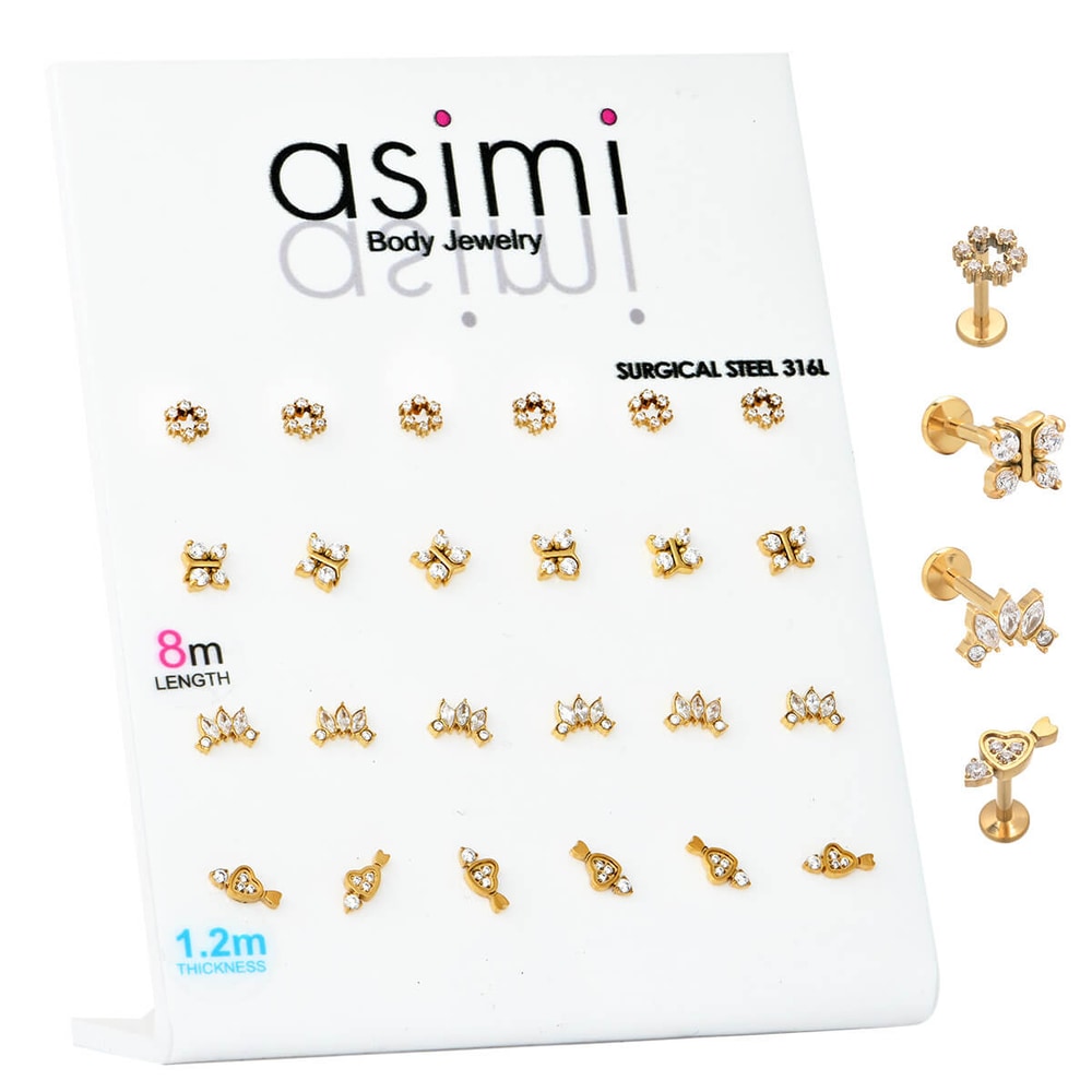 Asimi Gold Plated Labret Tragus Surgical Steel 316L - 1 Tμχ