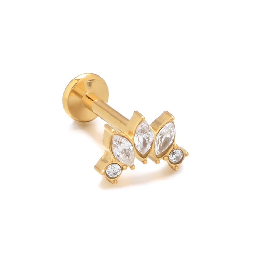 Asimi Gold Plated Labret Tragus Surgical Steel 316L - 1 Tμχ