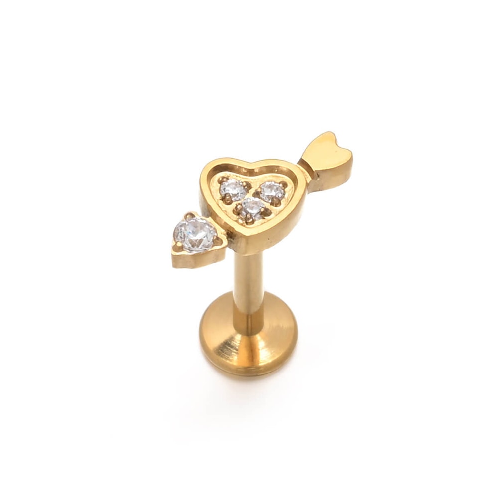 Asimi Gold Plated Labret Tragus Surgical Steel 316L - 1 Tμχ