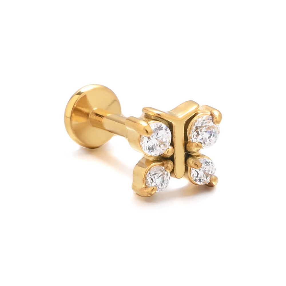 Asimi Gold Plated Labret Tragus Surgical Steel 316L - 1 Tμχ