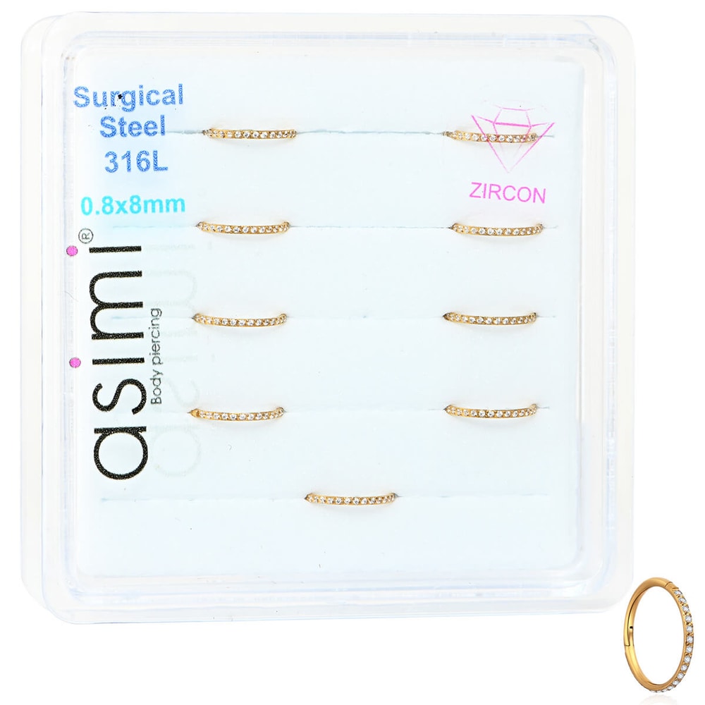 Asimi Επίχρυσος Κρίκος Μύτης Clicker 0,8x8 mm Surgical Steel 316L
