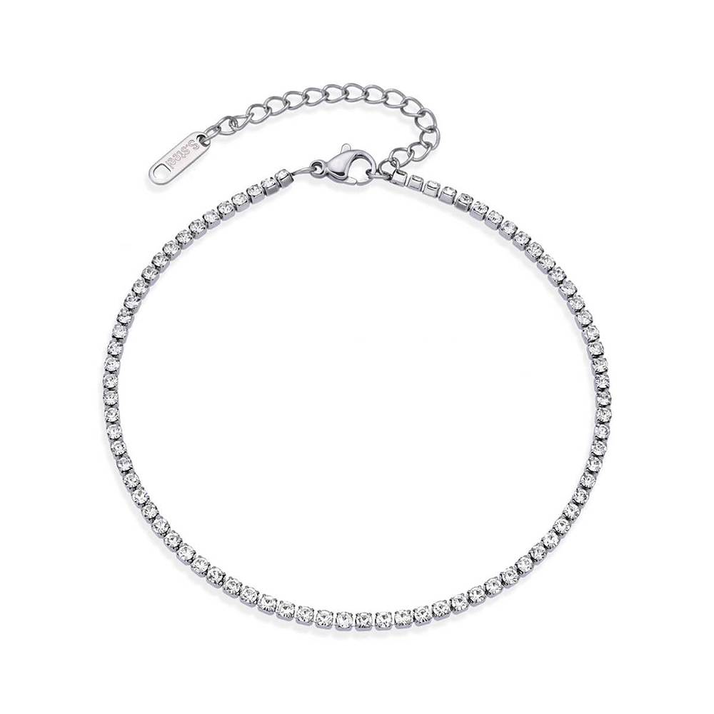 Asimi Γυναικεία Αλυσίδα Ποδιού Ασημί Stainless Steel με Crystal Πέτρες