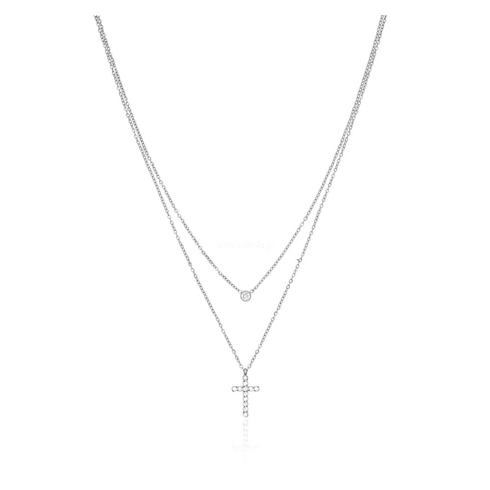 Asimi Κολιέ Σταυρός με Αλυσίδα Stainless Steel