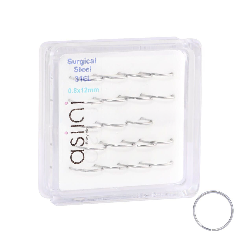 Asimi Κρικάκι Μύτης Ασημί 0,8x12mm Surgical Steel 316L - 1 Τμχ