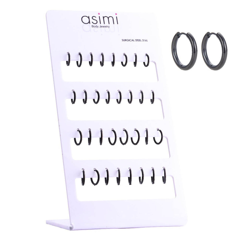 Asimi Μαύρος Λεπτός Κρίκος 1,6×8–10 mm από Χειρουργικό Ατσάλι 316L - 1 Τμχ