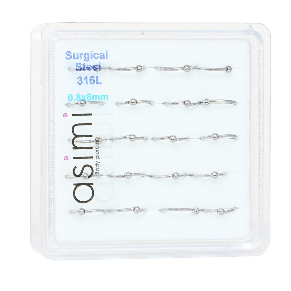 Asimi Κρίκος Μύτης 0,8x8x2 mm Surgical Steel 316L - 1 Τμχ