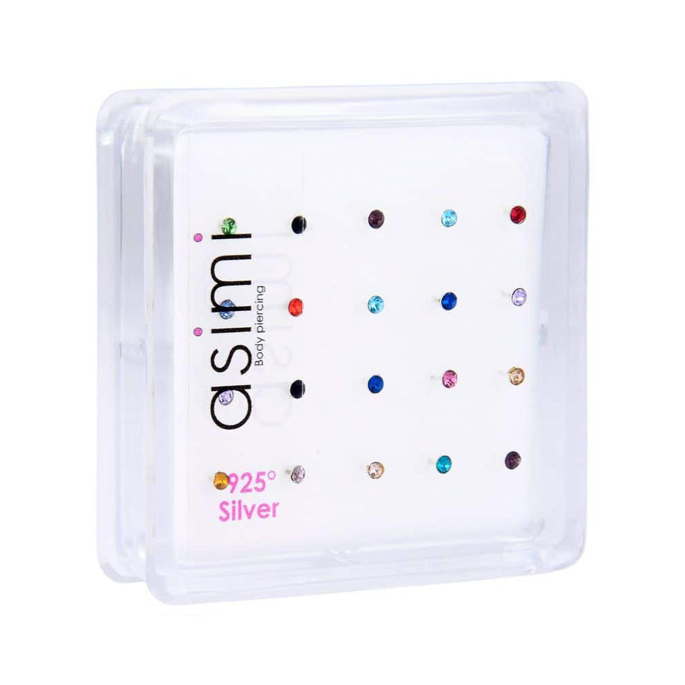 Asimi Ασημένιο Σκουλαρίκι Μύτης Κολλητό Στρασάκι Με Χρώμα 2mm - 1 Τμχ