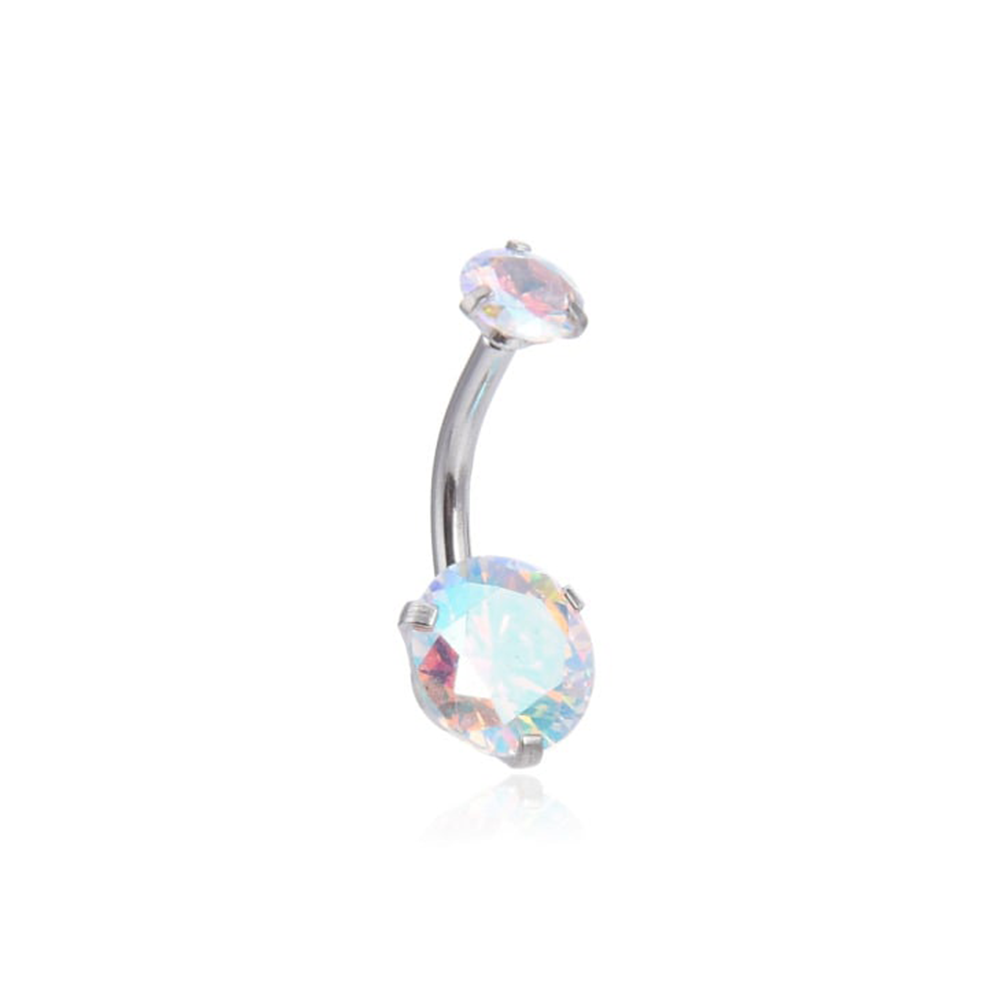 Asimi Σκουλαρίκι Αφαλού Με Ζιργκόν Λευκό Ίριδα Surgical Steel 316L - 1 Τμχ