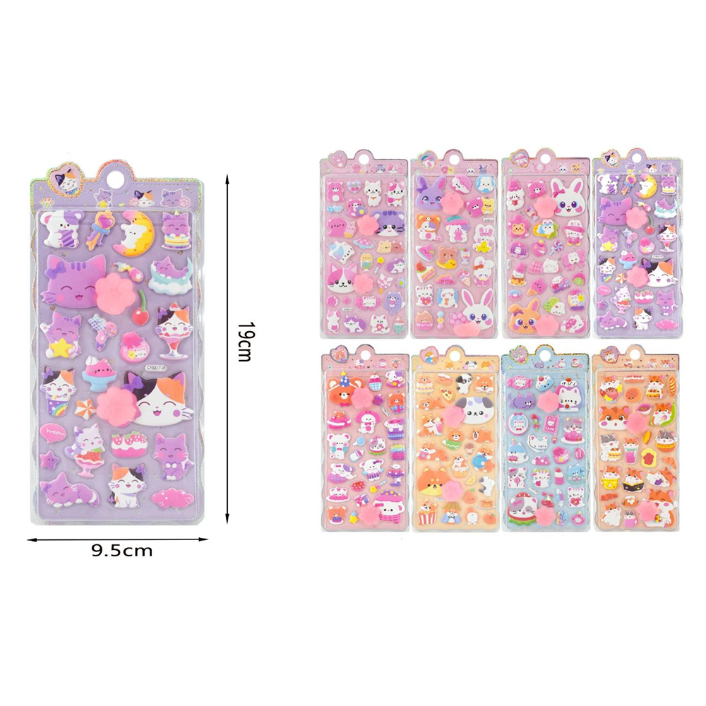 Αυτοκόλλητα 3D Kawaii Ζωάκια & Γλυκά 19 x 9,5 εκ σε 8 Σχέδια – 1 Τμχ