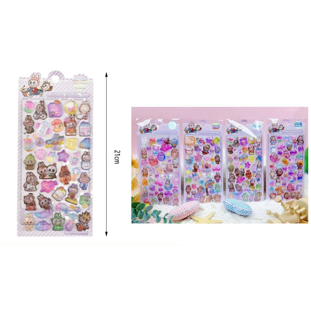 Αυτοκόλλητα Παιδικά Labubu Σε Καρτέλα 21 εκ 4 Σχέδια - 1 Τμχ