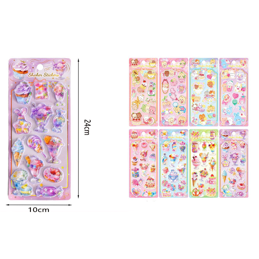 Αυτοκόλλητα Shaker 3D Kawaii Γλυκά & Ζωάκια 24 x 10 εκ σε 8 Σχέδια – 1 Τμχ