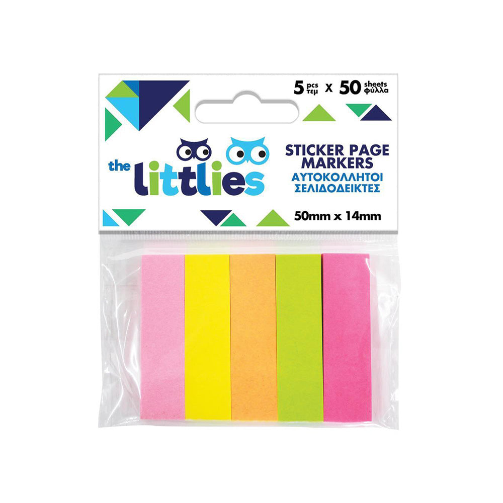 The Littlies Αυτοκόλλητοι Σελιδοδείκτες Ορθογώνιοι 5 Χρωμάτων 50 Φύλλων 50x14mm