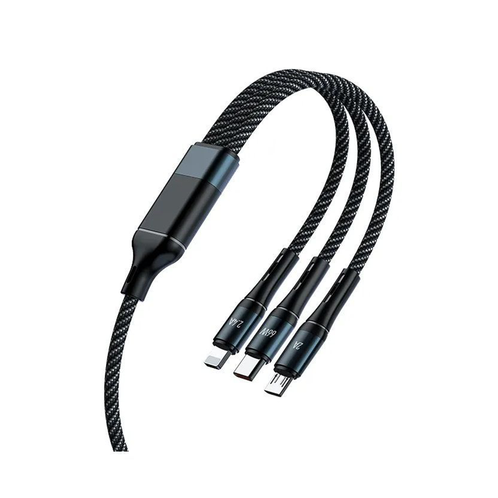 Awei Καλώδιο Φόρτισης & Data 3in1 Fast Charge 1.2m Μαύρο