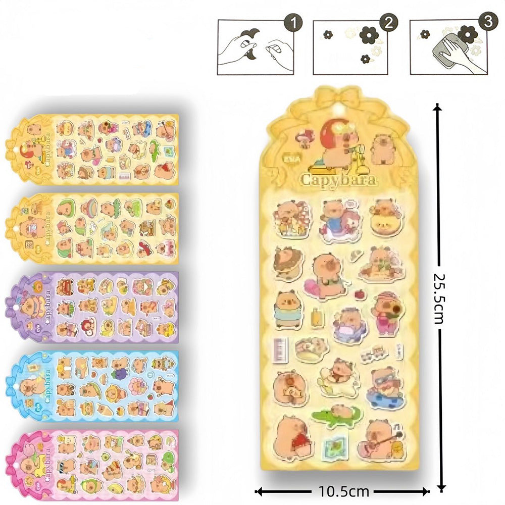 Αυτοκόλλητα Puffy Capybara Διάφορα Σχέδια- 1τμχ