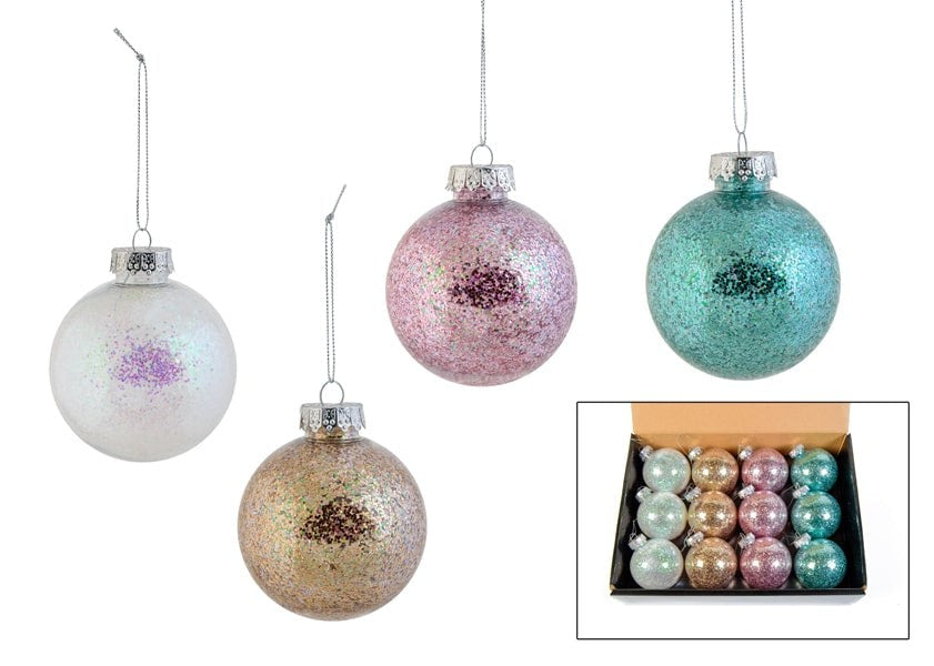Χριστουγεννιατικη Μπαλλα Glitter 8Εκ 4 Χρωματα