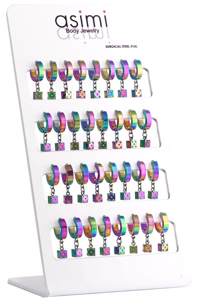 Σκουλαρικι Surgical Steel Rainbow Hoop Με Ζαρι