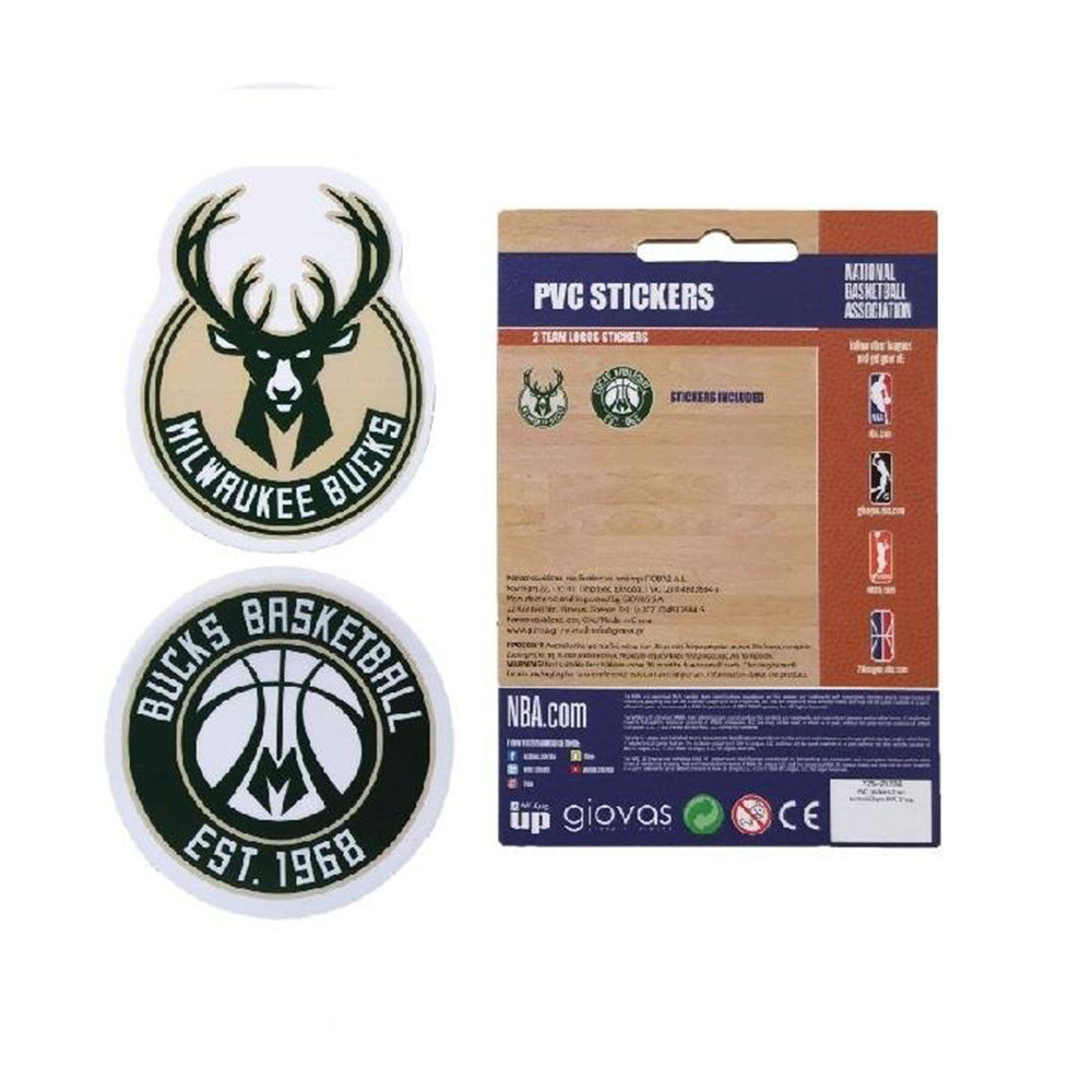 Back Me Up Σετ Αυτοκόλλητα 2 Τμχ PVC NBA Logo Milwaukee Bucks