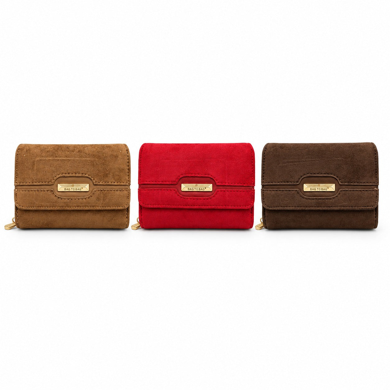 Bag To Bag Πορτοφόλι 2 Θήκες με Φερμουάρ 15x10x4,5 εκ σε 3 Χρώματα - 1 Τμχ