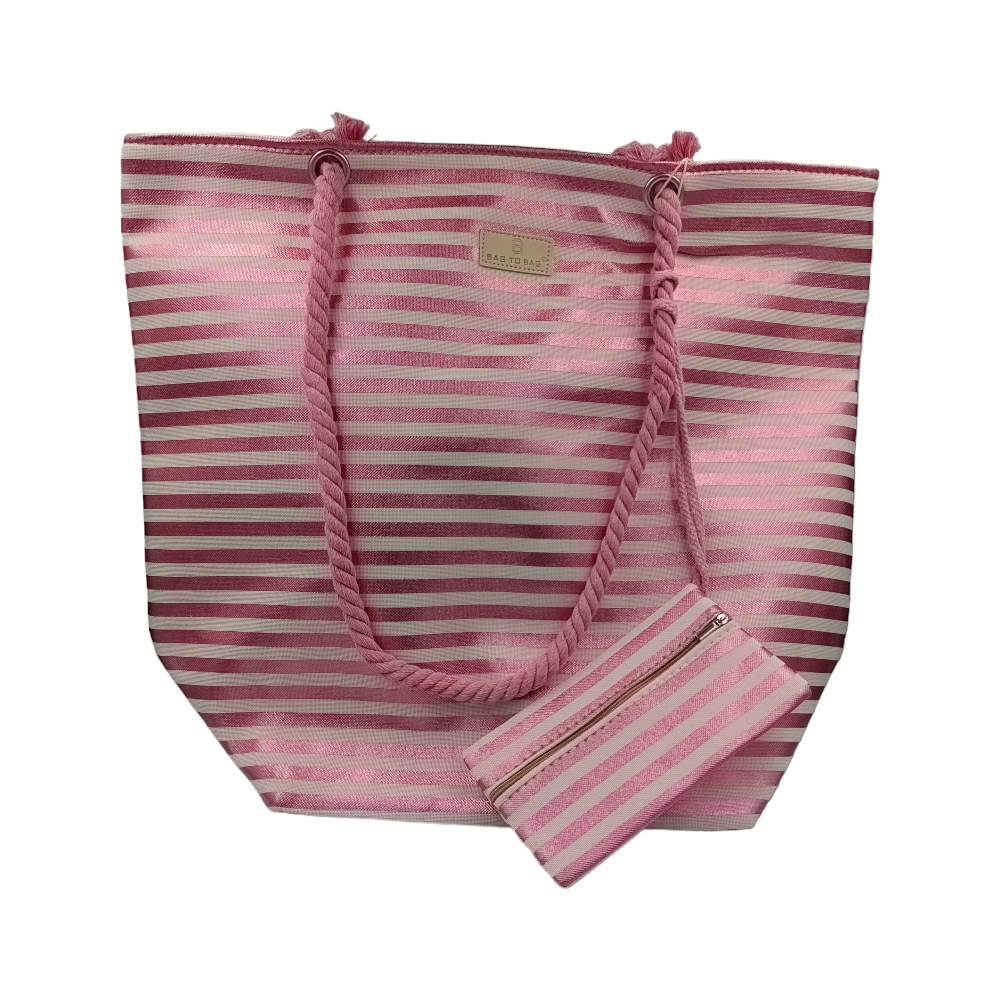 Bag to Bag Τσάντα Θαλάσσης Ριγέ Μεταλλιζέ 45Χ50Χ22εκ