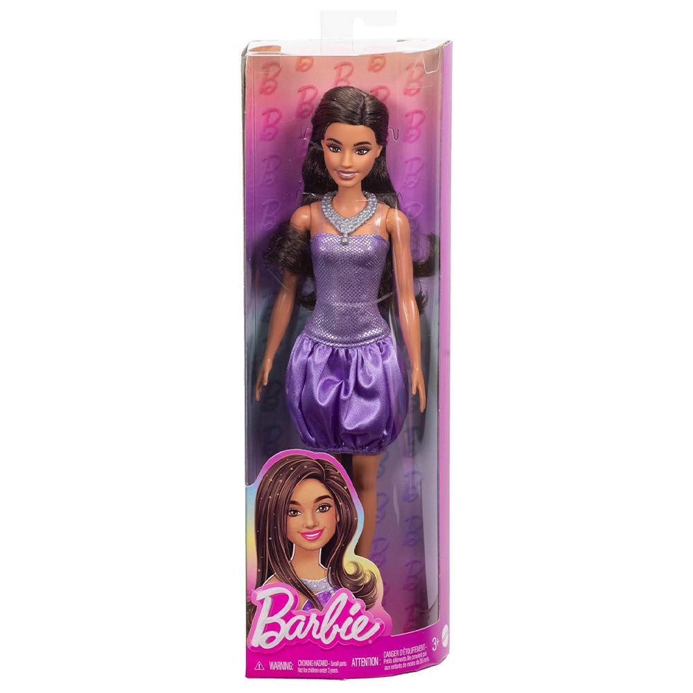 MattelBarbie Fashionistas Brown Hair With Metallic Purple Dress #234papell.gr