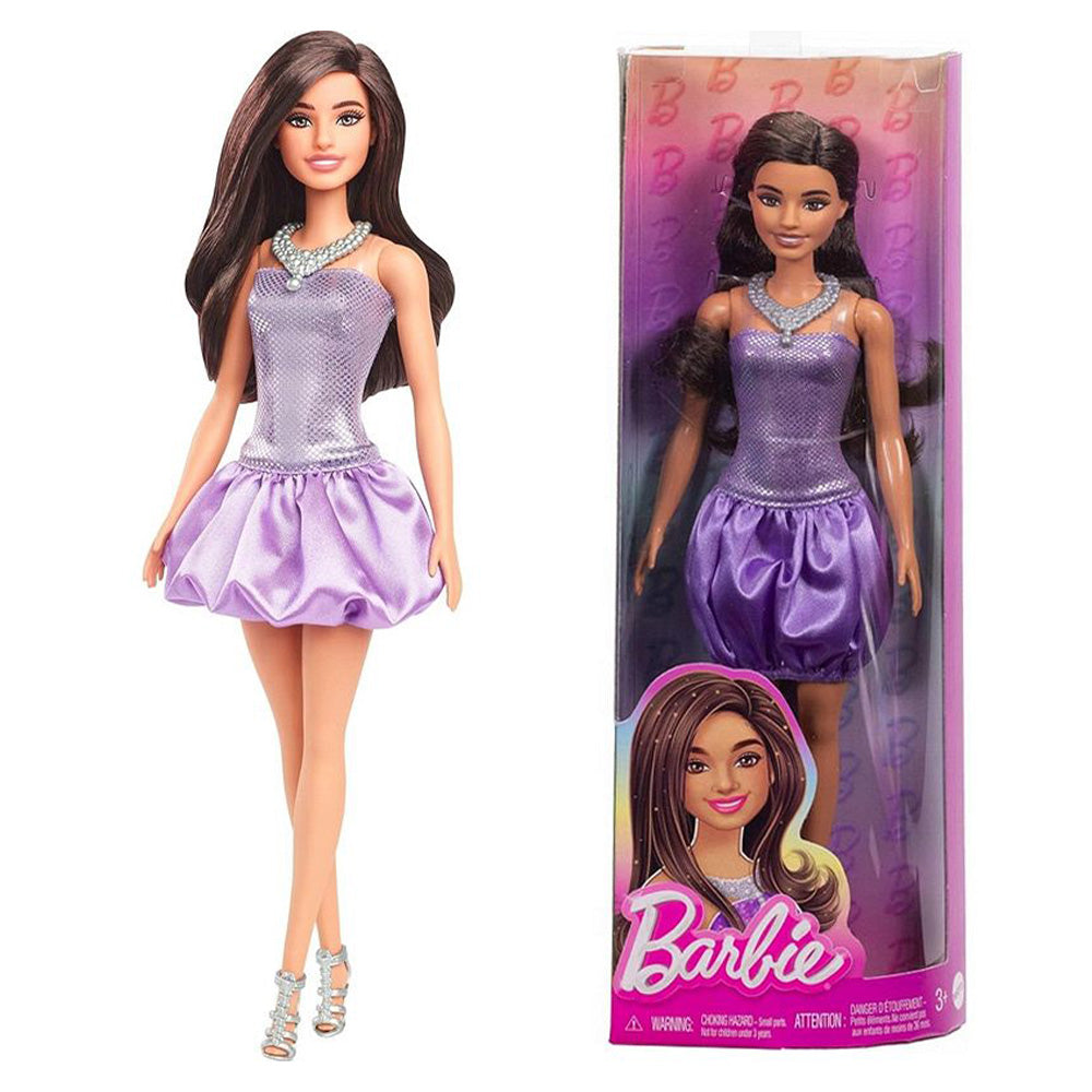 MattelBarbie Fashionistas Brown Hair With Metallic Purple Dress #234papell.gr