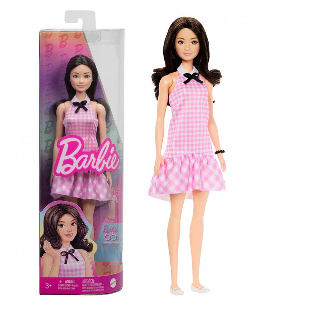 MattelBarbie Κούκλα Fashionistas Brown Hair with Pink Plaid Dresspapell.gr