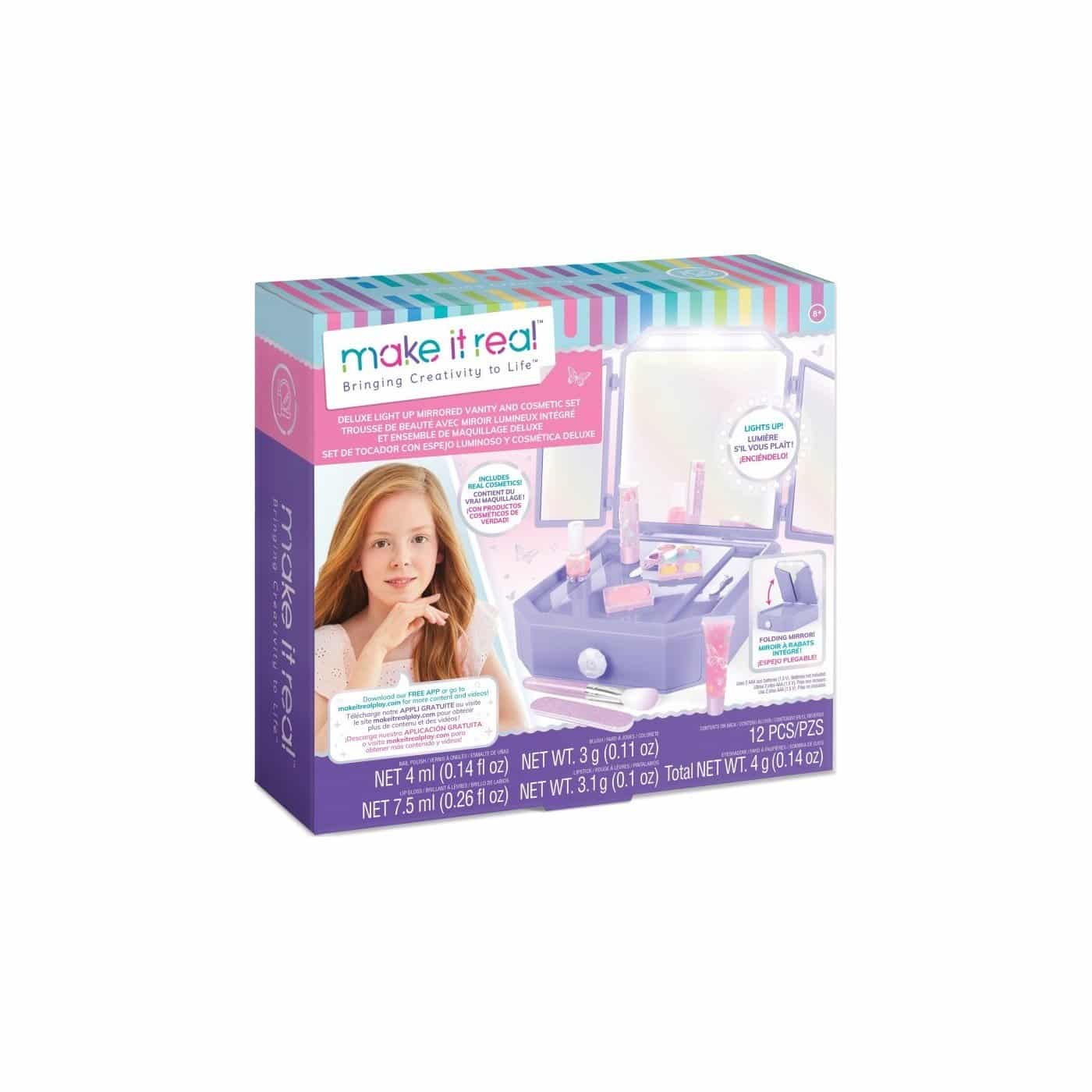 Make It Real! Beauty Deluxe Light Up Mirrored Vanity And Cosmetic Set