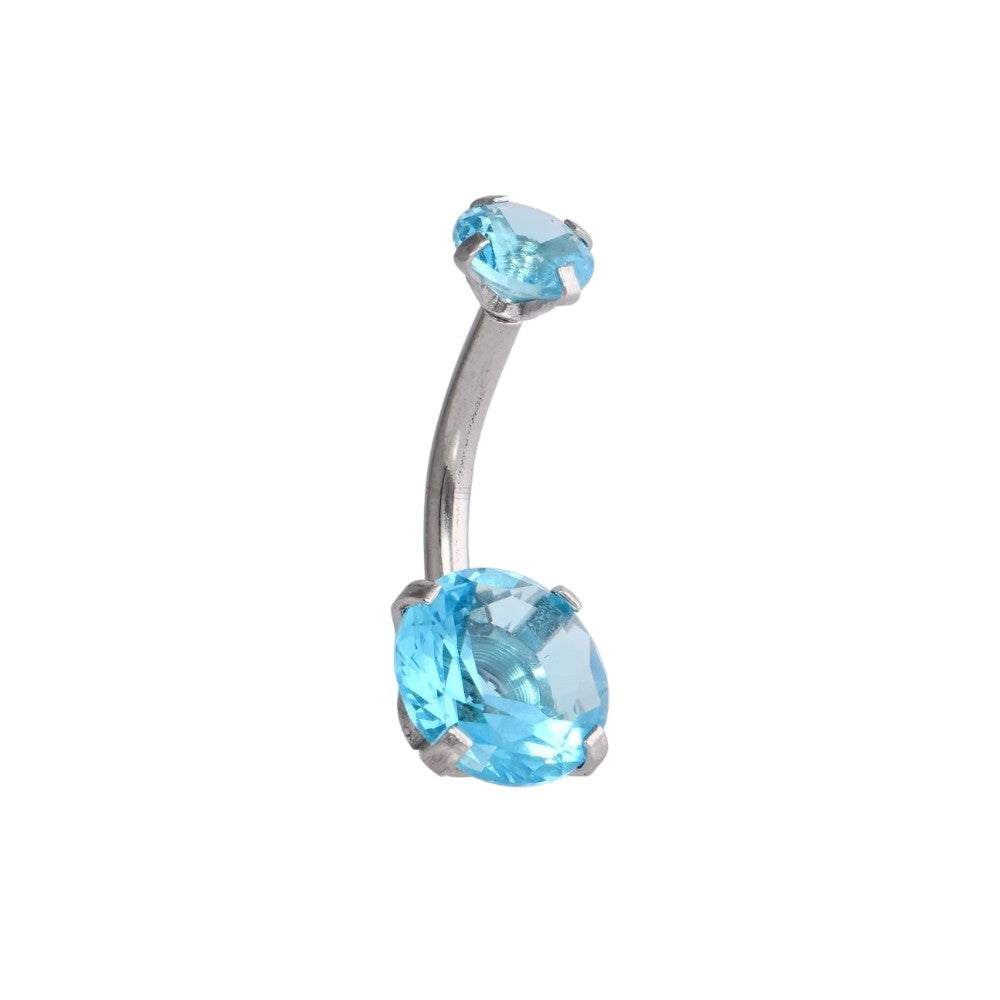 Σκουλαρίκι Αφαλού με Χρωματιστό Ζιργκόν Surgical Steel 316L 1.6x10x5/8mm