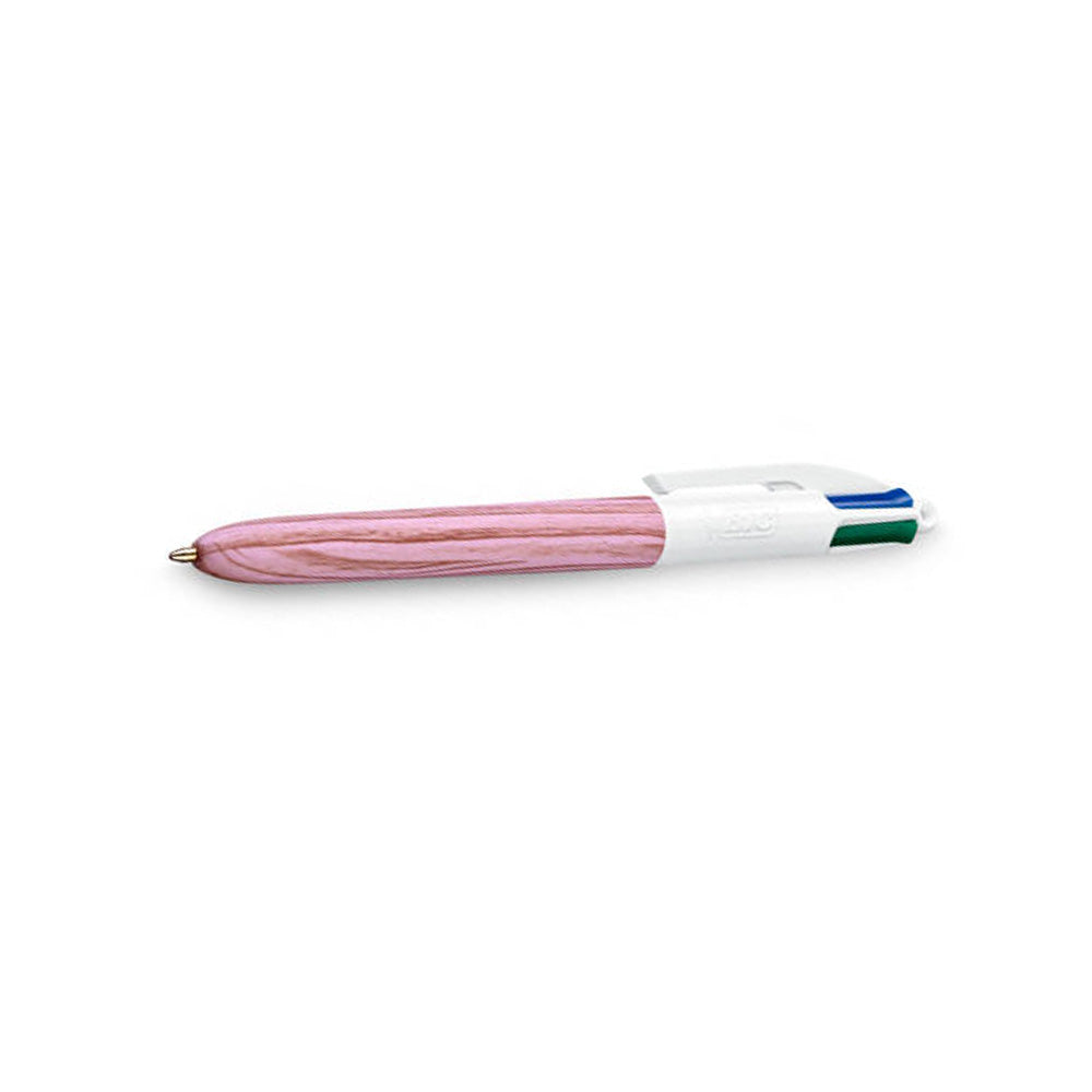 Bic Στυλό 4 Χρωμάτα Wood Style 0.4mm Ροζ