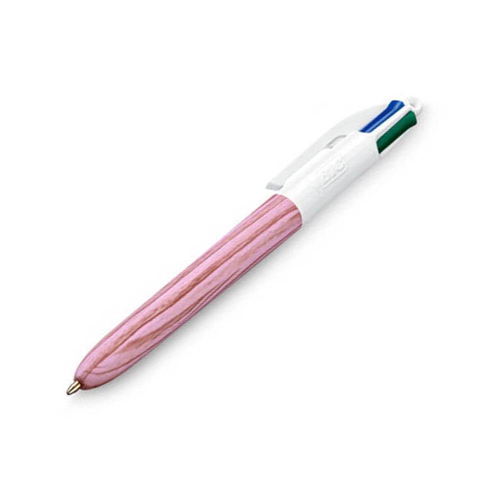 Bic Στυλό 4 Χρωμάτα Wood Style 0.4mm Ροζ