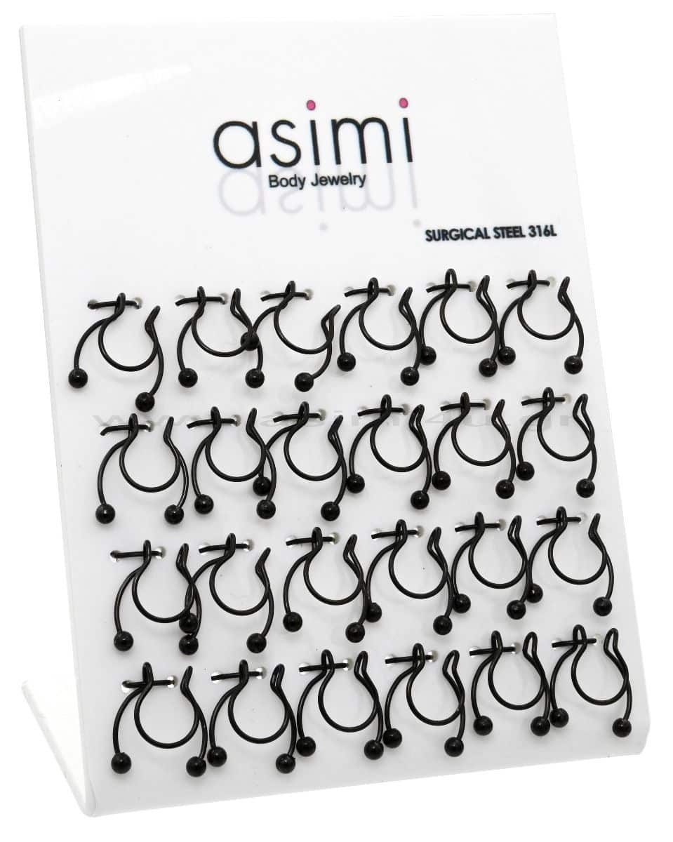 Asimi Μαύρο Fake Septum Horseshoe Σκουλαρίκι από Χειρουργικό Ατσάλι 316L - 1 Τμχ